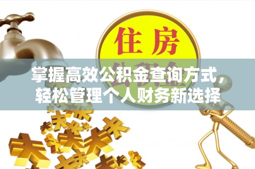 渝中掌握高效公积金查询方式，轻松管理个人财务新选择